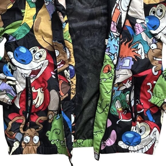 Members Only Nickelodeon Jacket Mens Large Cartoon Print Hooded Windbreaker 90s - Picture 6 of 13